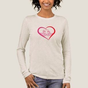 Duet-Schwäne mit Liebesherz T-Shirt – Romantisches Tri-Blend Shirt