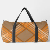 Duffeltasche - Orangefarbene Streifen auf braun Duffle Bag (Vorderseite)