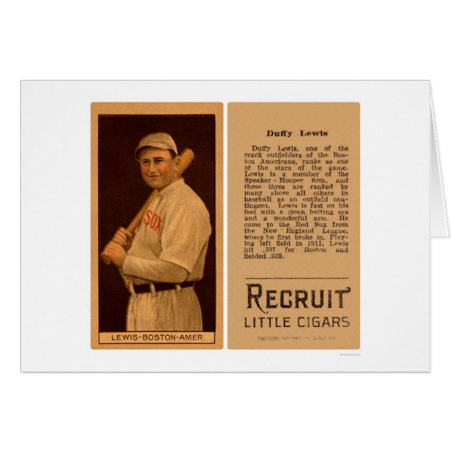 Duffy Lewis Red Sox Baseball 1912 (Vorderseite (Horizontal))