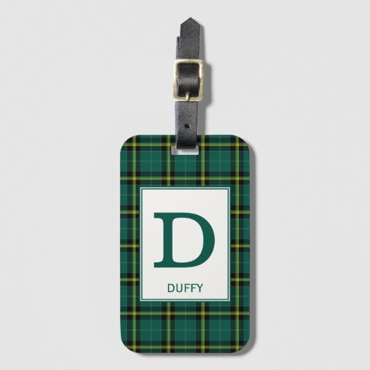 Duffy Tartan Green Kariert Pattern Gepäckanhänger (Vorderseite Vertikal)