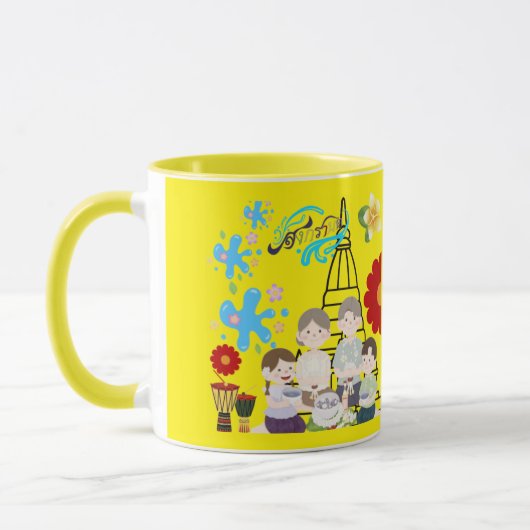 Duftende Blumenspritzer gelb Tasse (Links)