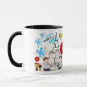 Duftende Blumenspritzer schwarz & weiß Tasse (Links)