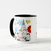 Duftende Blumenspritzer schwarz & weiß Tasse (Vorderseite Links)