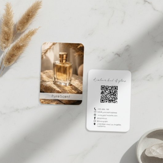 Duftendes Parfüm-Duftstoff-Geschäft Foto QR-Code Visitenkarte
