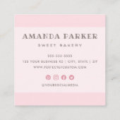 Dughnut Whimsischer Bäckerei pink niedlich Quadratische Visitenkarte (Rückseite)