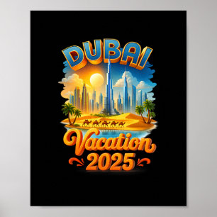 Dui Urlaub Skyline Sonnenuntergang Wüste Und Kamel Poster