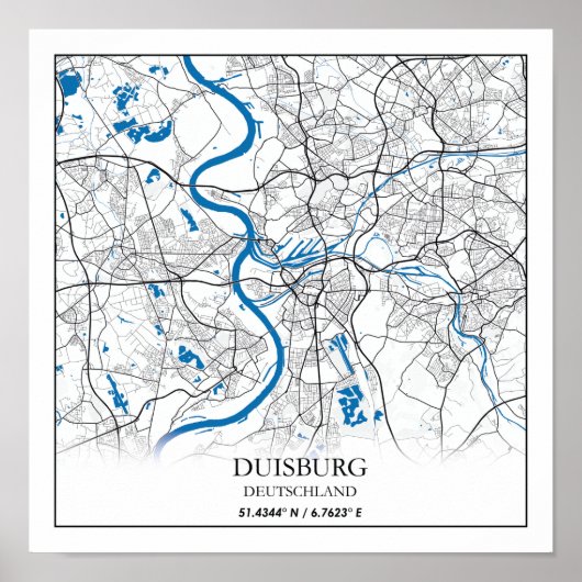 Duisburg Deutschland City Map Travel Simple Poster (Vorne)