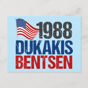 Dukakis Bentsen Funny Retro Wahl 1988 Postkarte