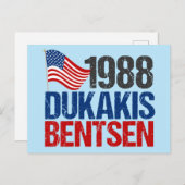 Dukakis Bentsen Funny Retro Wahl 1988 Postkarte (Vorne/Hinten)