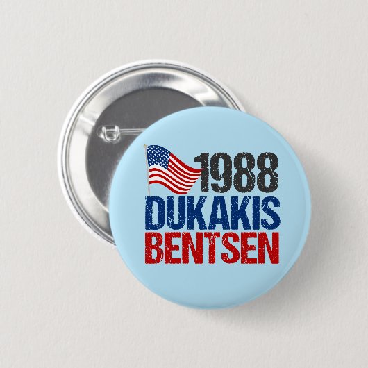 Dukakis Bentsen Retro-Wahl 1988 Button (Vorne & Hinten)