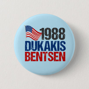 Dukakis Bentsen Retro-Wahl 1988 Button