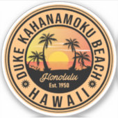 Duke Kahanamoku Beach Hawaii Retro 70er 80er Summe Aufkleber (Vorderseite)