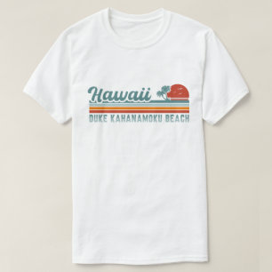 Duke Kahanamoku Beach Hawaii Retro Palm Trees 80er T-Shirt