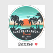 Duke Kahanamoku Beach Hawaii Retro Sunset Souvenir Aufkleber (Blatt)