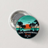 Duke Kahanamoku Beach Hawaii Retro Sunset Souvenir Button (Vorne & Hinten)