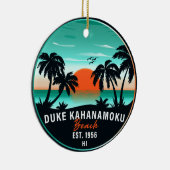 Duke Kahanamoku Beach Hawaii Retro Sunset Souvenir Keramik Ornament (Rechts)