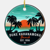 Duke Kahanamoku Beach Hawaii Retro Sunset Souvenir Keramik Ornament (Hinten)