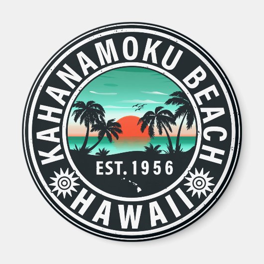 Duke Kahanamoku Beach Hawaii Retro Sunset Souvenir Magnet (Vorne)