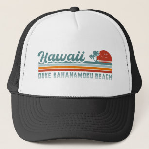 Duke Kahanamoku Beach Hi Retro Palm Trees 80er Truckerkappe