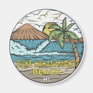 Duke Kahanamoku Strand Hawaii Vintage Magnet