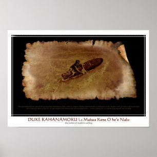 Duke Kahanamoku Surfen in 15 Jahren. alt in Waikik Poster