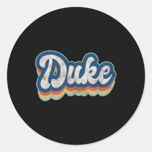 Duke Vorname Junge Retro-Stil 70er 80er Persönlich Runder Aufkleber