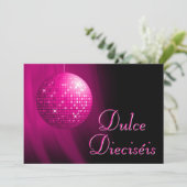 Dulce Dieciséis Disco Ball Rosa Fiesta  Einladung (Stehend Vorderseite)