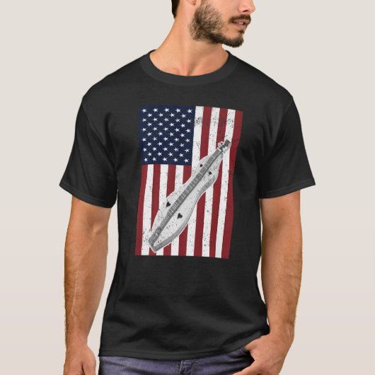 Dulcimer American Flag Uns Vintag T-Shirt (Vorderseite)