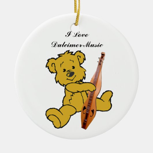 DULCIMER BEAR-ORNAMENT KERAMIK ORNAMENT (Vorne)