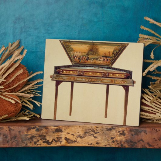 Dulcimer in einem gemalten Klangkasten, 18. Jh. Fotoplatte (Seite)