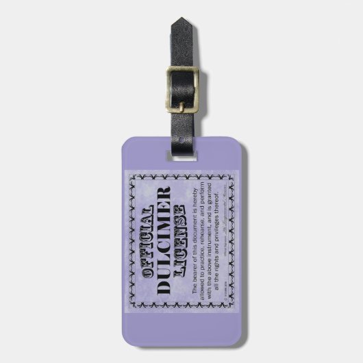 Dulcimer-Lizenz Gepäckanhänger (Vorderseite vertikal)