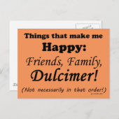 Dulcimer macht mich glücklich postkarte (Vorne/Hinten)