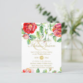 Duldative Rote Rosen Wasserfarben Gold Ampersand (Stehend Vorderseite)