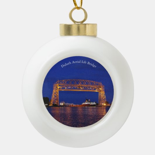 Duluth Air Lift Bridge & John G. Munson Keramik Kugel-Ornament (Vorderseite)
