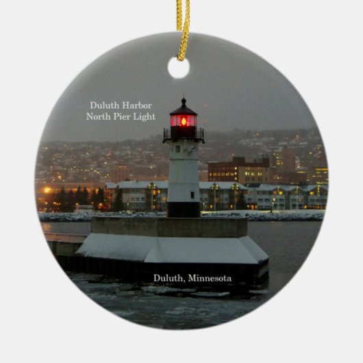 Duluth Harbor North Pier Leuchtkreisverzierung Keramik Ornament (Vorne)