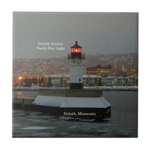 Duluth Harbour North Pier Leuchtziegel Fliese (Vorderseite)