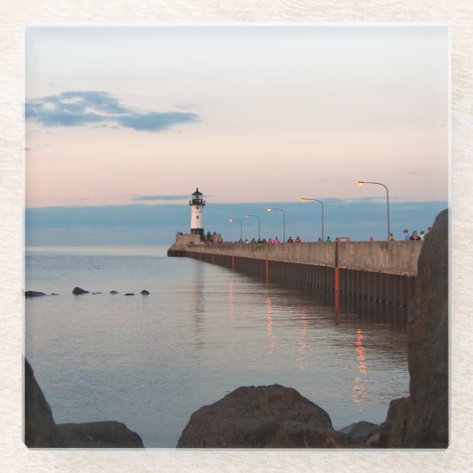 Duluth Harbour North Pier Light glass Untersetzer (Vorderseite)