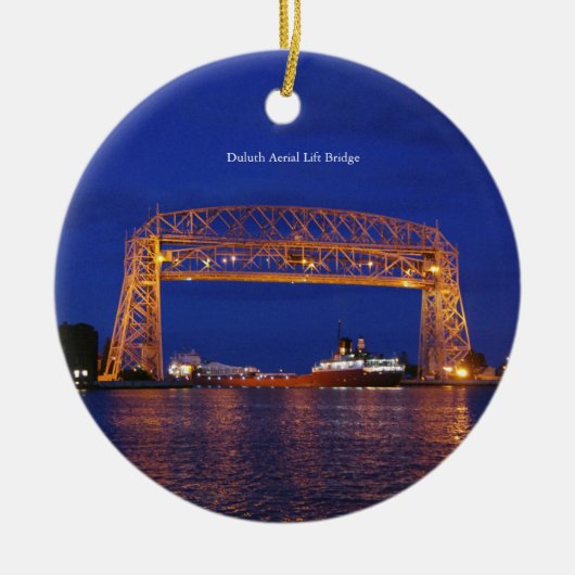 Duluth Luftseilbrücke & Schiff zweiseitig Keramik Ornament (Vorne)