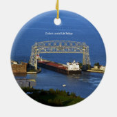 Duluth Luftseilbrücke & Schiff zweiseitig Keramik Ornament (Hinten)