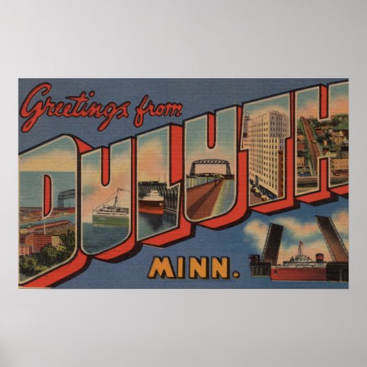 Duluth, Minnesota - Große Buchstabenszenen Poster (Vorne)