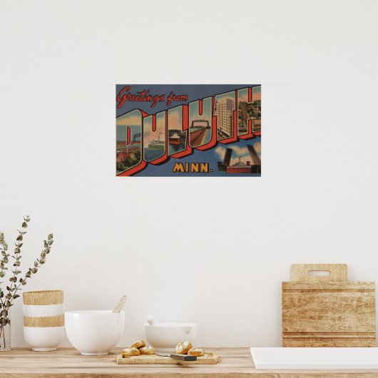Duluth, Minnesota - Große Buchstabenszenen Poster (Küche)