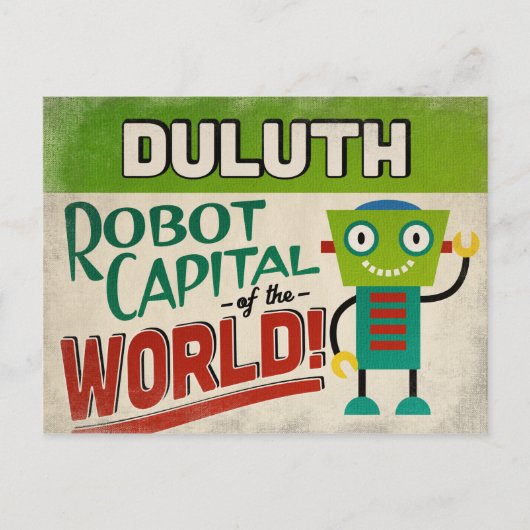 Duluth Minnesota Robot - Funny Vintag Postkarte (Vorderseite)