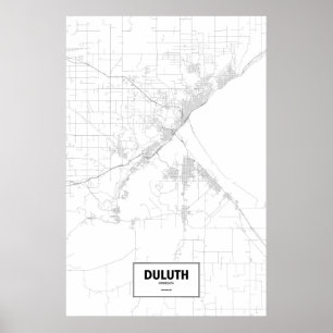 Duluth, Minnesota (Schwarzes auf Weiß) Poster