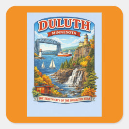 Duluth Minnesota Souvenir Stickers–Lake Superior Quadratischer Aufkleber