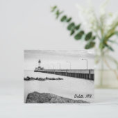 Duluth, MN Leuchtturm, schwarz-weiße Postkarte (Stehend Vorderseite)