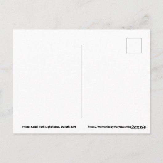 Duluth, MN Leuchtturm, schwarz-weiße Postkarte (Rückseite)