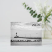Duluth, MN Leuchtturm, schwarz-weiße Postkarte (Stehend Vorderseite)