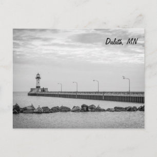 Duluth, MN Leuchtturm, schwarz-weiße Postkarte