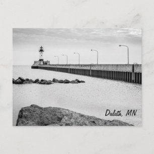 Duluth, MN lighthouse black and white postcard Postkarte
