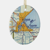 Duluth MN Vintag Map Keramik Ornament (Rechts)